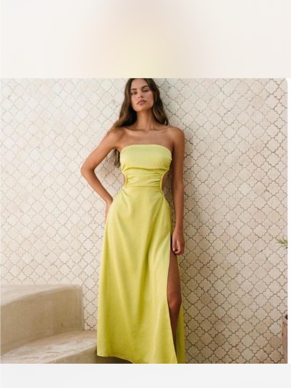 Sabo Skirt Strapless Cutout Maxi Dress in Lemon Yellow